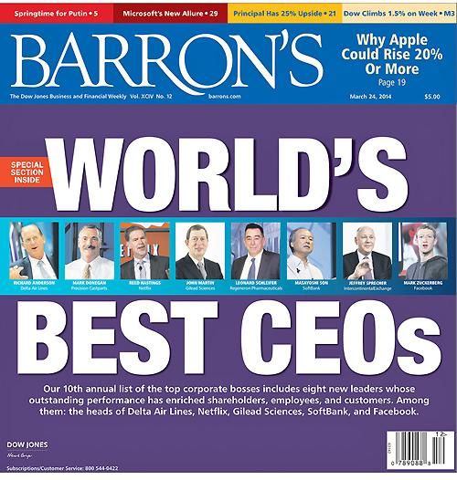 巴伦周刊全球三十位最佳CEO：马化腾杨元庆入选